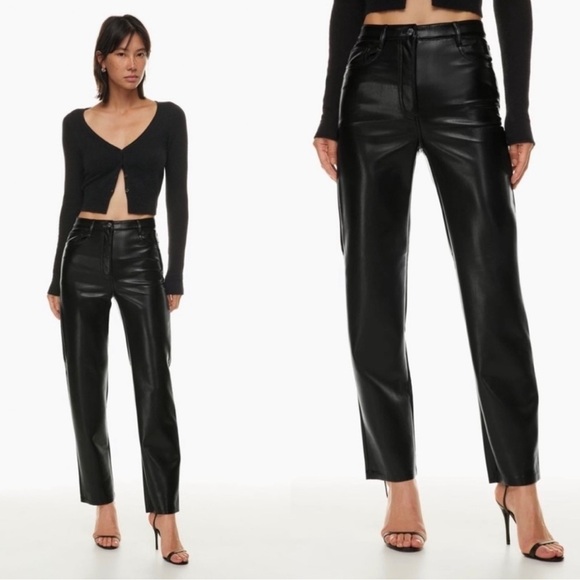 Aritzia Wilfred The Melina High Waisted Vegan
Leather Straight Leg Black Pant - Picture 3 of 16